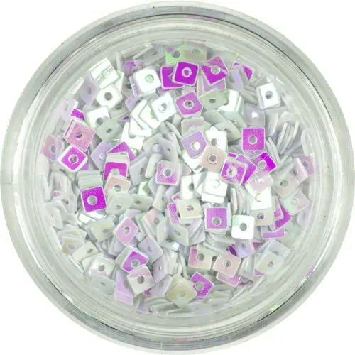 Majhni kvadrati z luknjico - beli z odbleskom