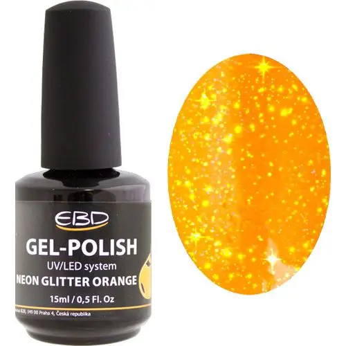 UV gel lak - NEON GLITTER ORANGE 237, 15ml