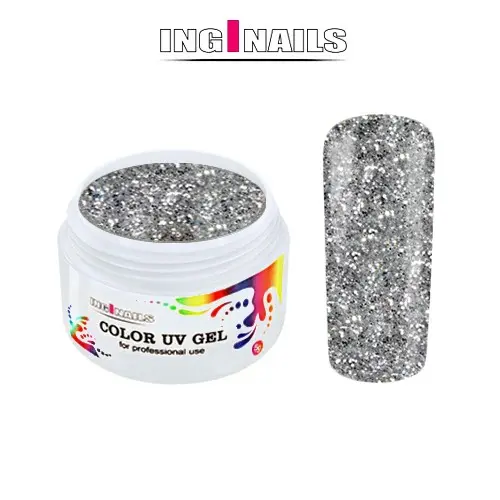 Barvni UV gel Inginails - Silver Glitter, 5g