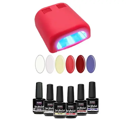 UV-gel laki mali - testni komplet 2x15ml + rdeča 36W luč s 4 žarnicami