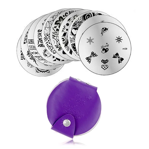 Komplet 10 šablon za štempljanje in ovitek za šablone