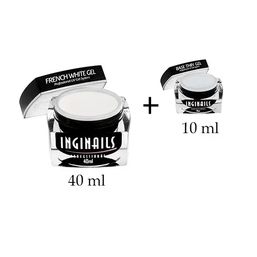 Komplet Inginails Professional - UV-gela French White 40 ml + UV-gela Base Thin 10 ml