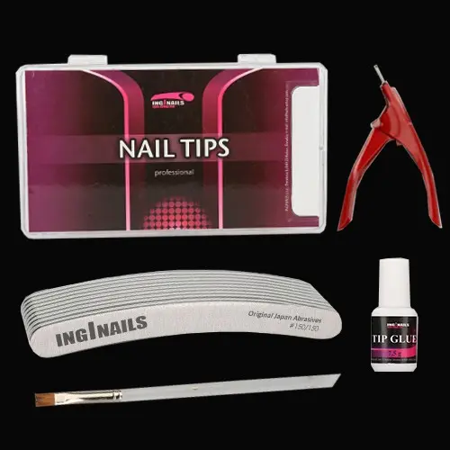 KOMPLET za modeliranje: 10 pilic + nohtne konice + lepilo za nohte + klešče + čopič