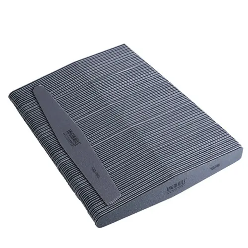 50 kos - Inginails Pilice za nohte diamant, siva barva s črno sredico, pralna in primerna za razkuževanje 100/180