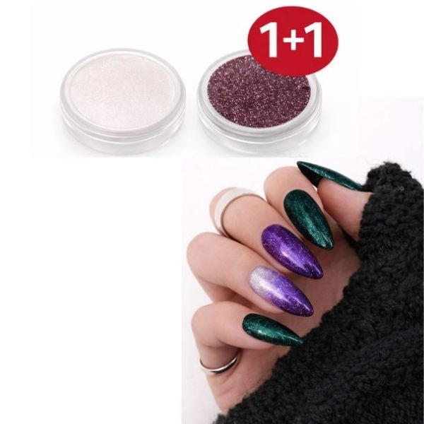 Barvni prah za nohte z zrcalnim učinkom nr1 + nr10 - 1+1 BREZPLAČNA AKCIJA