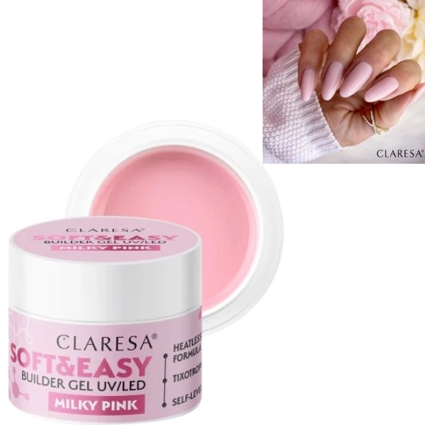 Claresa SOFT&EASY UV/LED builder gel - Milky Pink, 90g