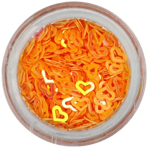 Bleščeči okraski za nohte - temno oranžna srca