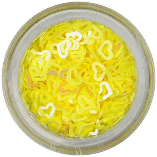 Bleščeči okraski za nohte - temno rumena srca