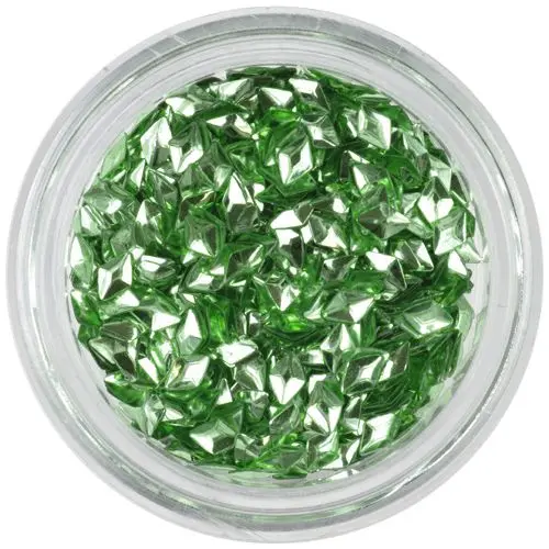 Svetlo zeleni okraski za nohte - 3D diamanti
