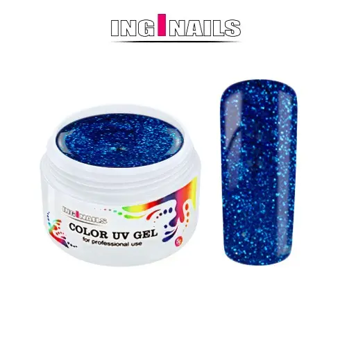 Barvni UV gel Inginails - Blue Glitter, 5g