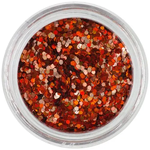 Hologramski, oranžno rdeči šestkotniki, 1 mm