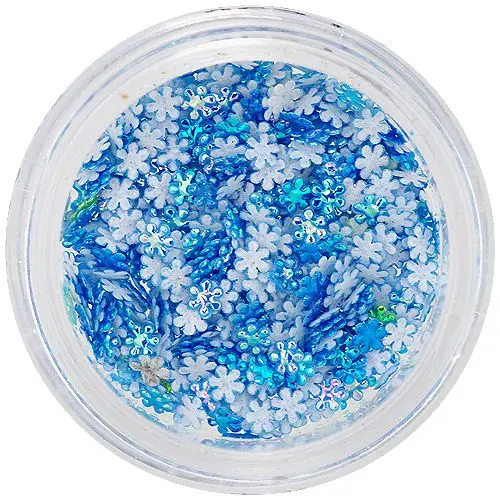 Svetlo modri okraski za nohte - 3D cvetlice, miniaturne