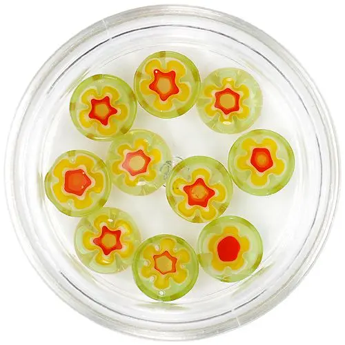 Okrogli kamenčki - zeleni z motivom rožice