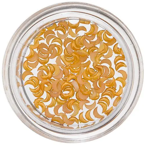 Okraski za nohte v obliki polmesecev - oranžno rumeni, bisernati