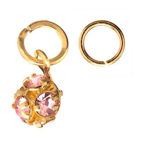 Zlata kroglica z rožnatimi okrasnimi kamenčki - piercing za nohte